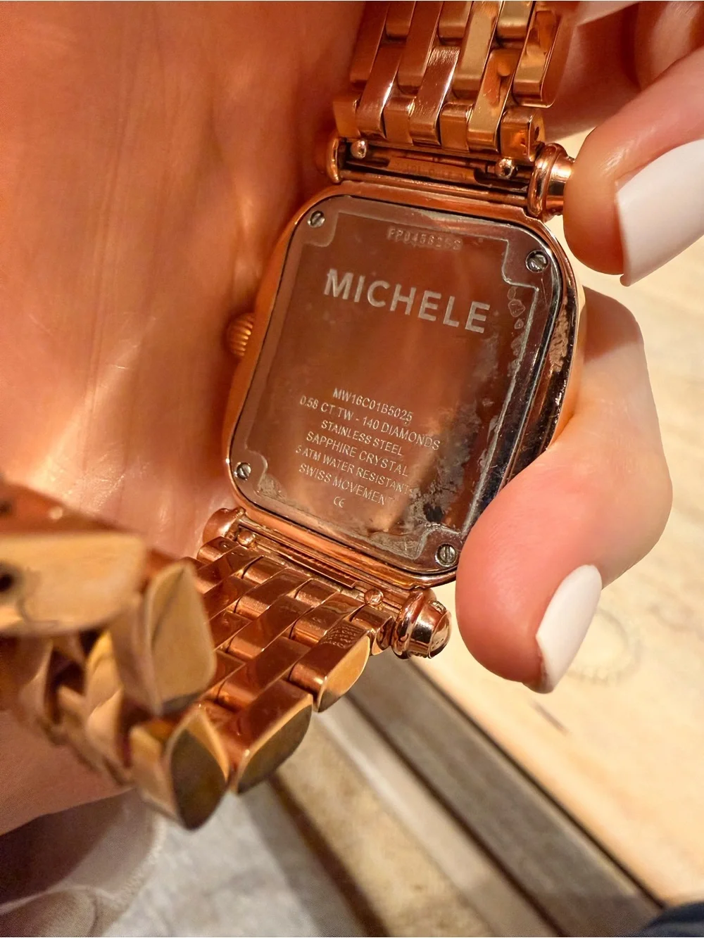 Michele Caber Isle Mother of Pearl Diamond 18 kt Rose Gold-Plated Ladies Watch